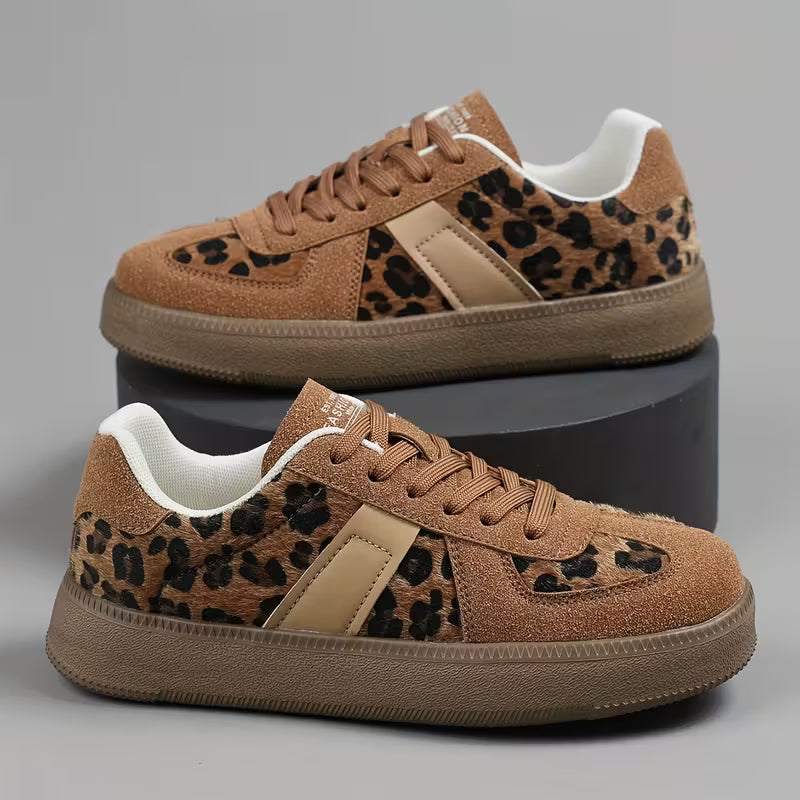 Leopard Print & Brown Synthetic Cover Casual Sneakers