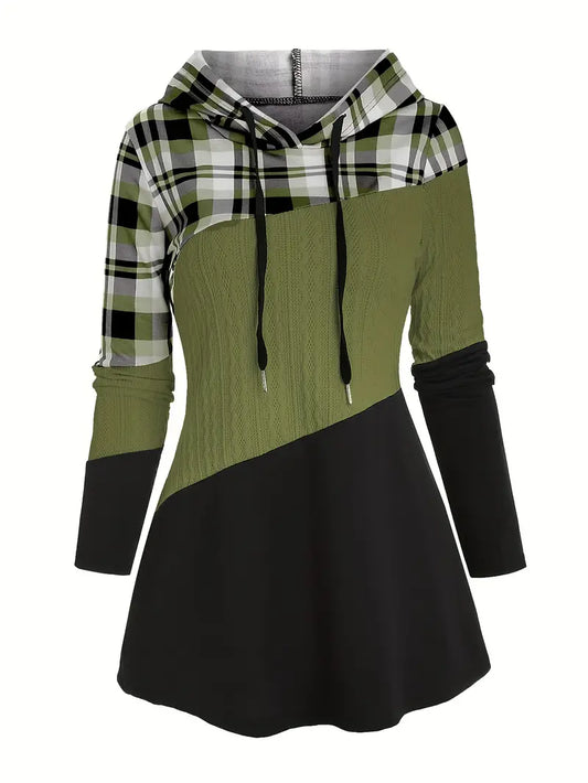 Women's Chic Plaid Patchwork Hoodie