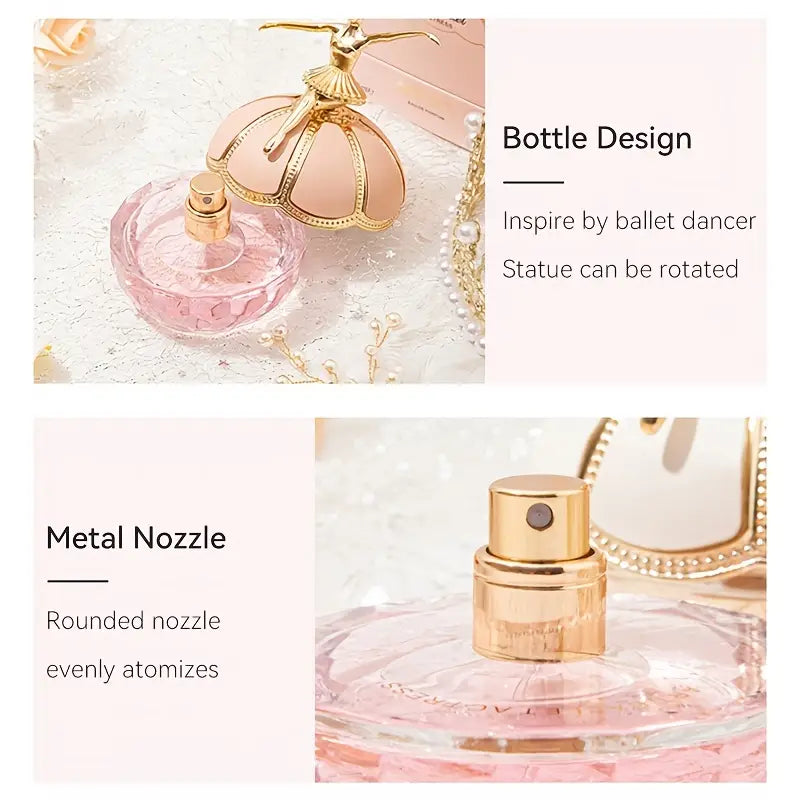 Elegant Ballet Dancer Eau De Parfum for Women, 1.7fl. oz - Pink with Golden Cap
