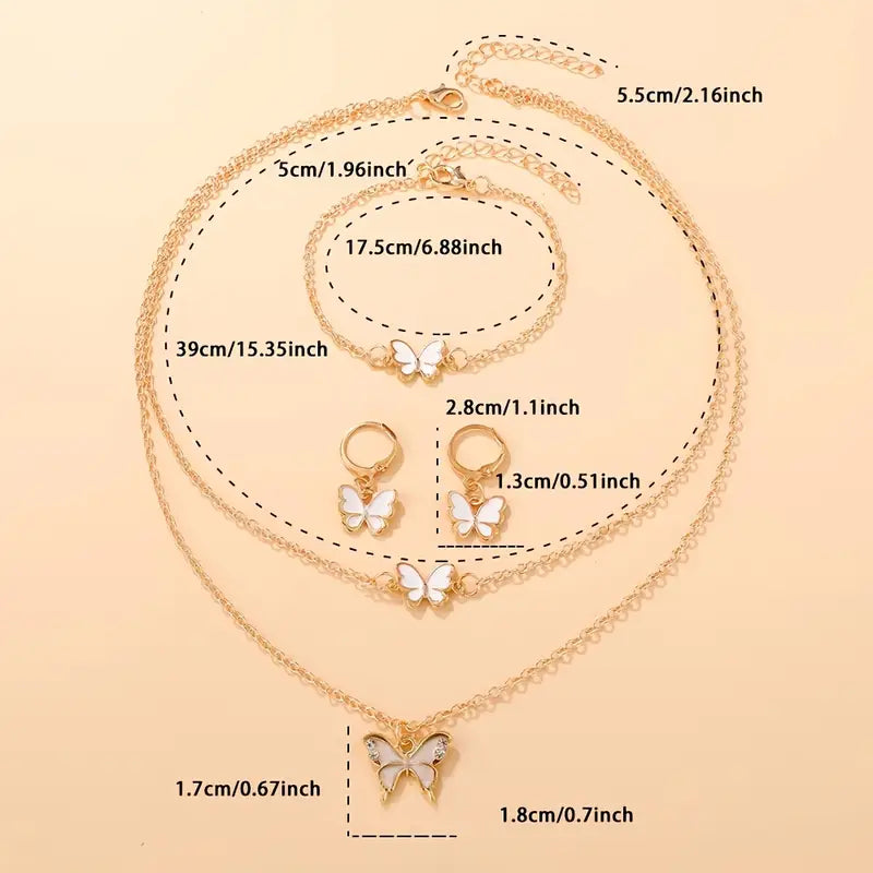 4pcs Boho Chic Butterfly Jewelry Set