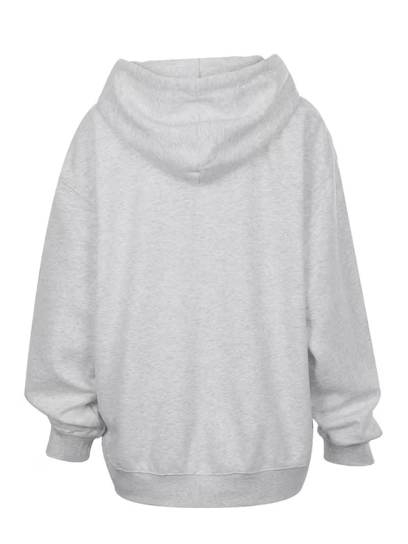 Women's Oversized Heart Print Hooded Sweatshirt