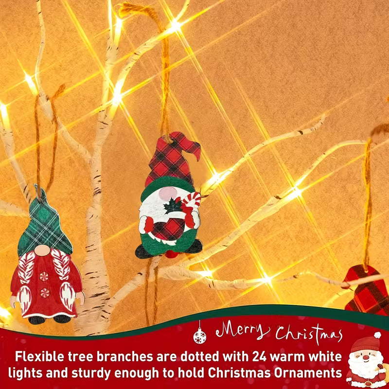 60.96cm Indoor Christmas Decoration with 24 LED Lights on a Birch Tree,