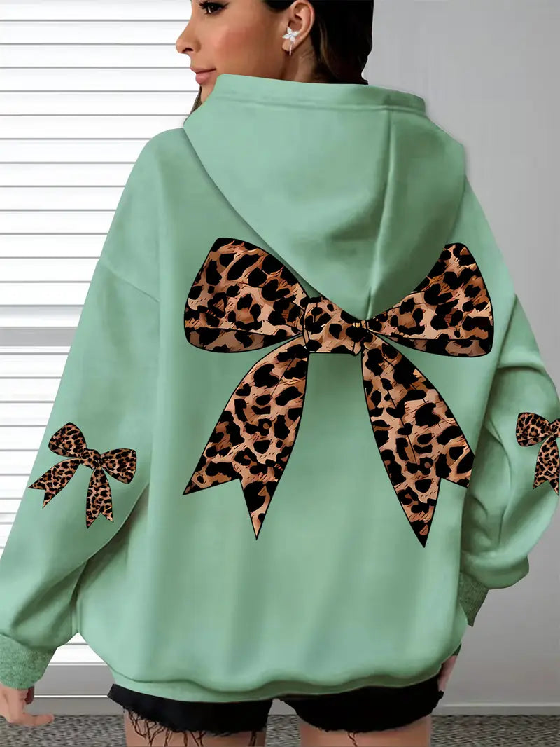 Plus Size Women'S Leopard Print Hoodie