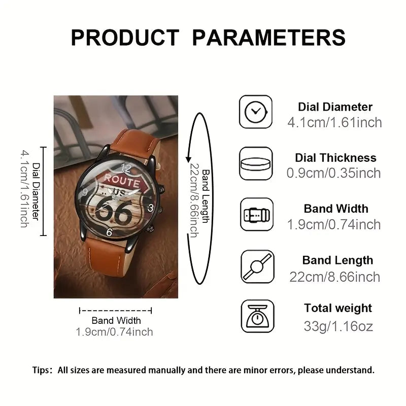 1pc of new Men's fashion quartz watch + 3 straps