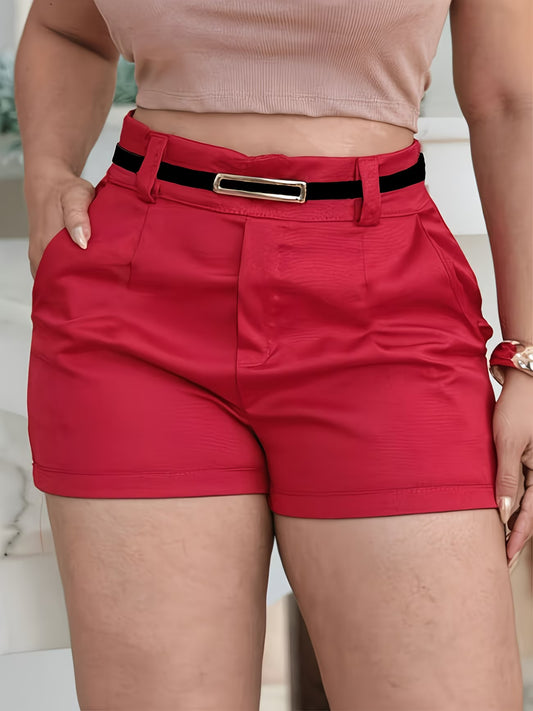 Red Buckle Detail Shorts