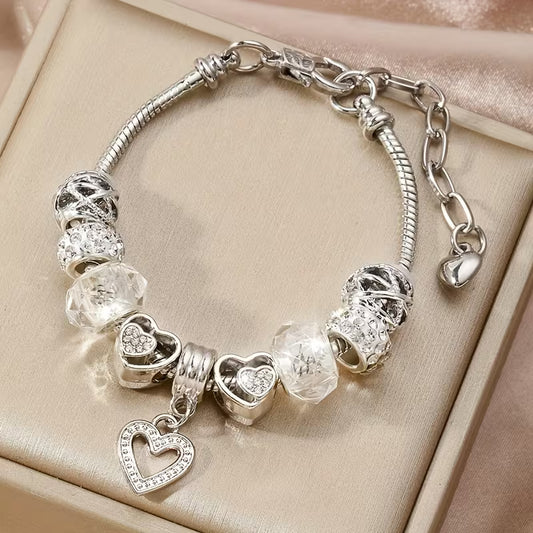 1pc Elegant Handmade Jewelry  Heart Pendant Bracelet