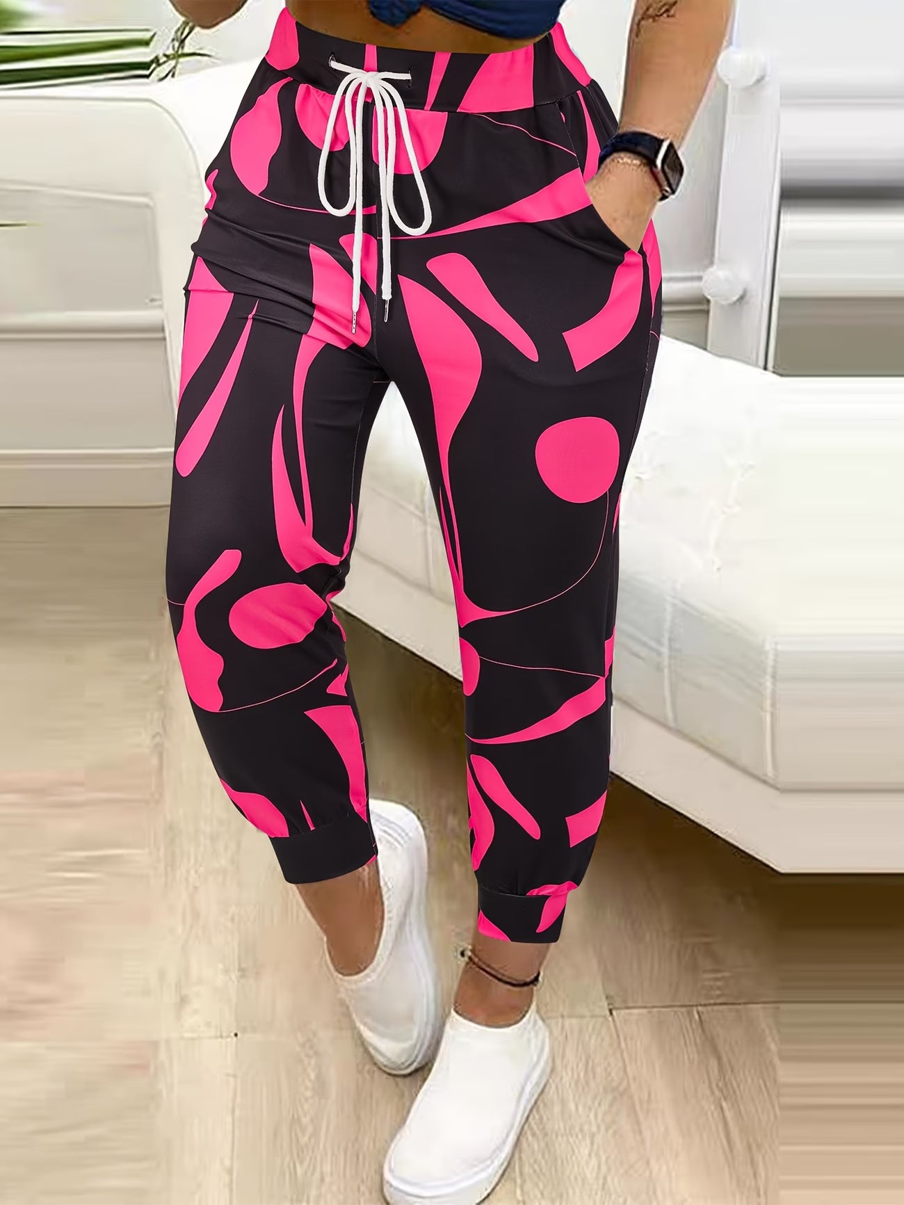 Women's Elasticated Drawstring Ankle Trousers