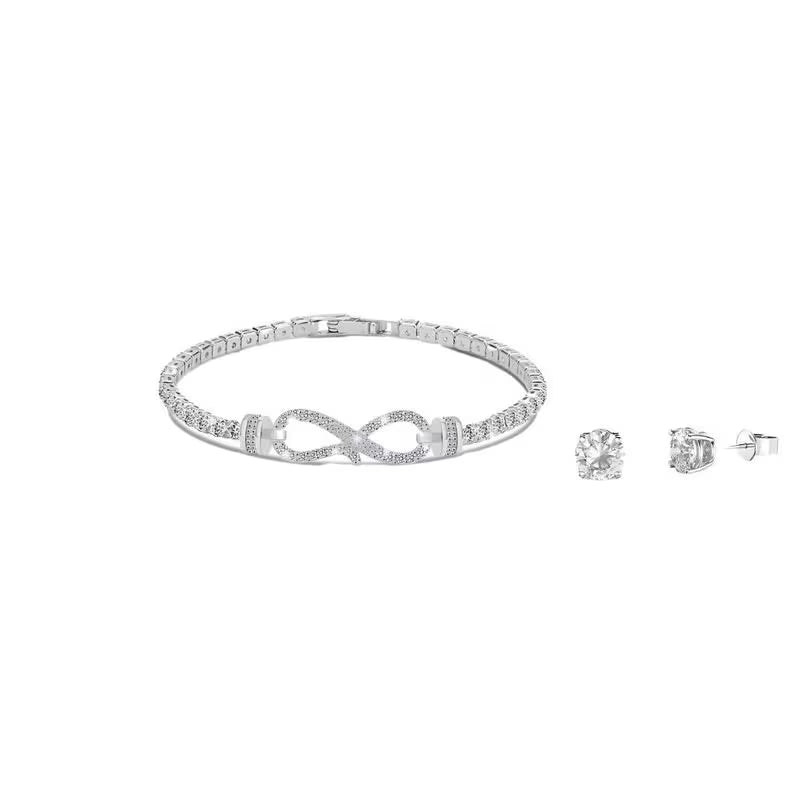 MGJ™ Infinity Pavé Bracelet & Earrings Set for Women with Austrian Crystals