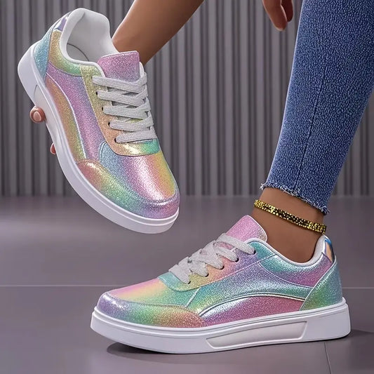 Women's Iridescent Superfine Fiber Sneakers