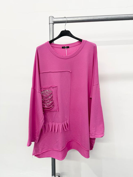 PURE STRETCHY COTTON PLUS SIZE RAW EDGED TOP