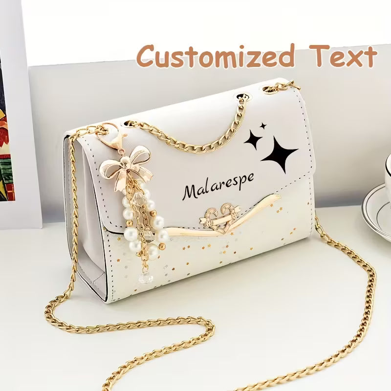 Customizable Name "Malarespe" Engraved, Elegant White Crossbody Bag