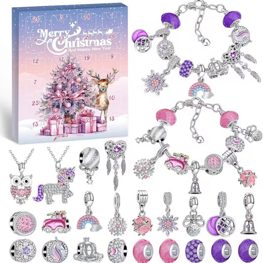 Set Christmas Advent Calendar Bead Jewelry Making Kit with 24-Day Countdown Box
