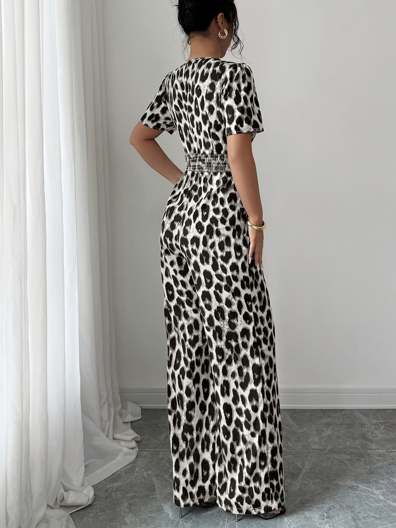 Cut V-Neck Vacation Style Elegant Casual Dress Pants