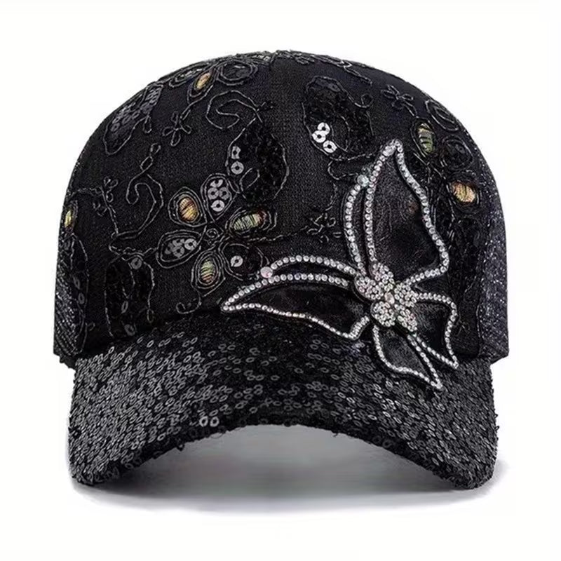Women'S & ' Sparkling Sequin Butterfly Baseball Cap