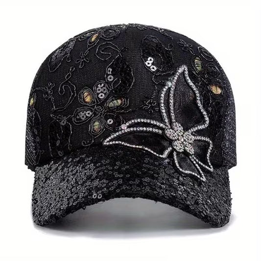Women'S & ' Sparkling Sequin Butterfly Baseball Cap