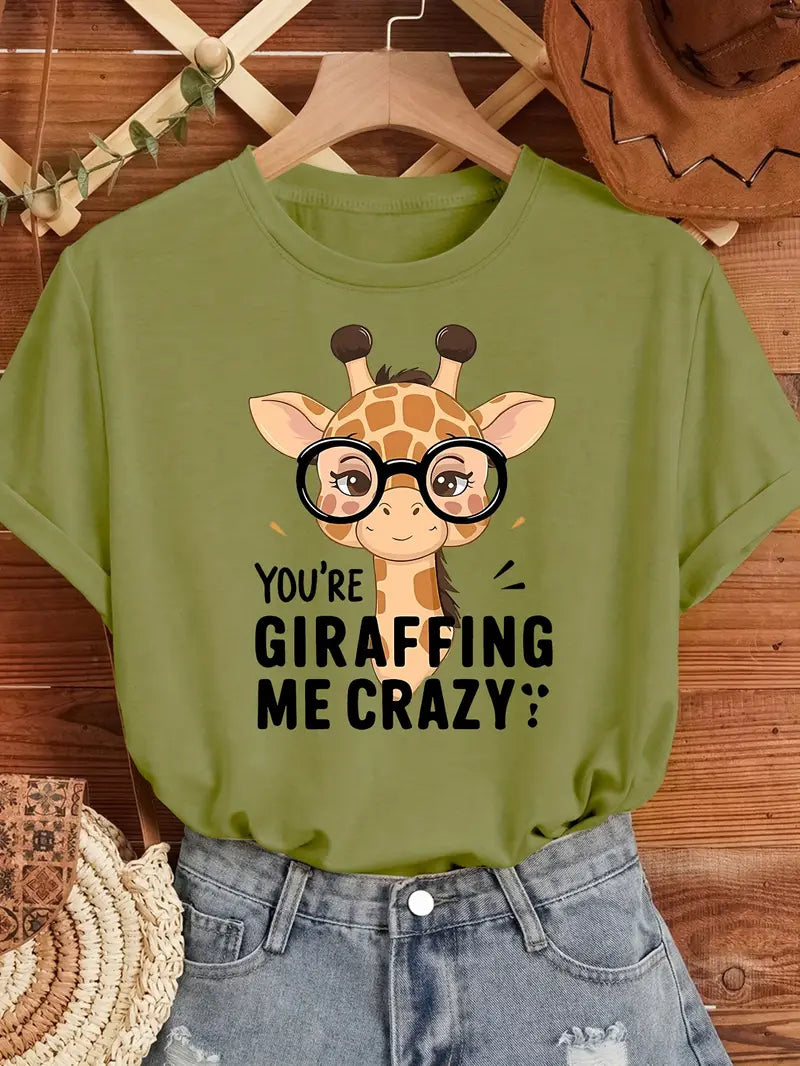 Women'S Cute Giraffe Graphic T-Shirt
