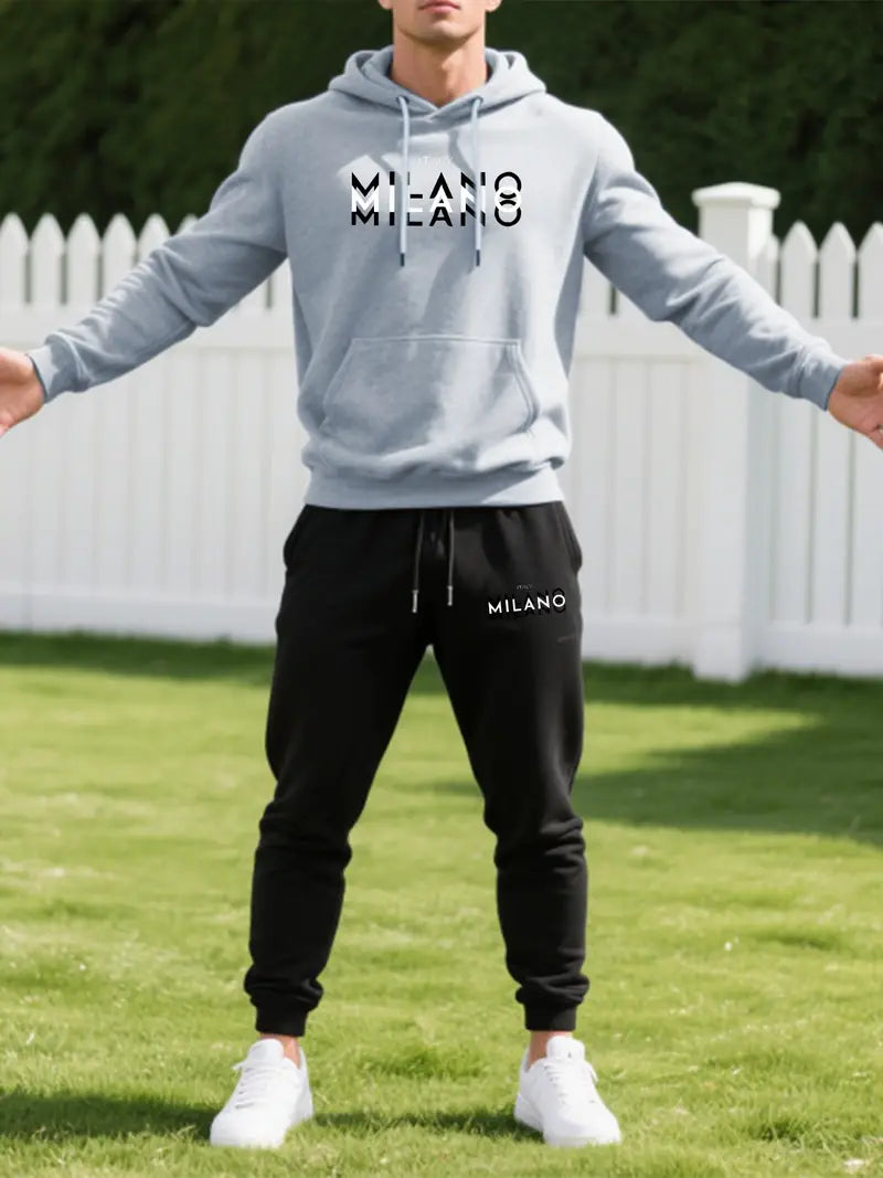 Men'S Casual Hooded Sweatshirt & Jogger Set