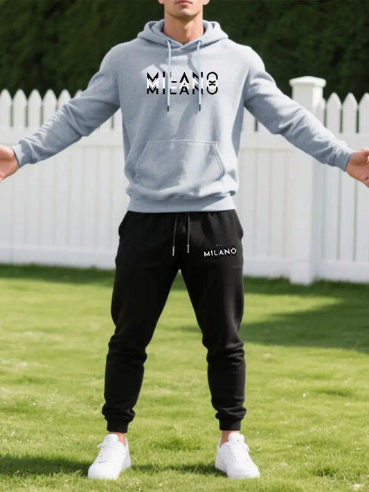 Men'S Casual Hooded Sweatshirt & Jogger Set