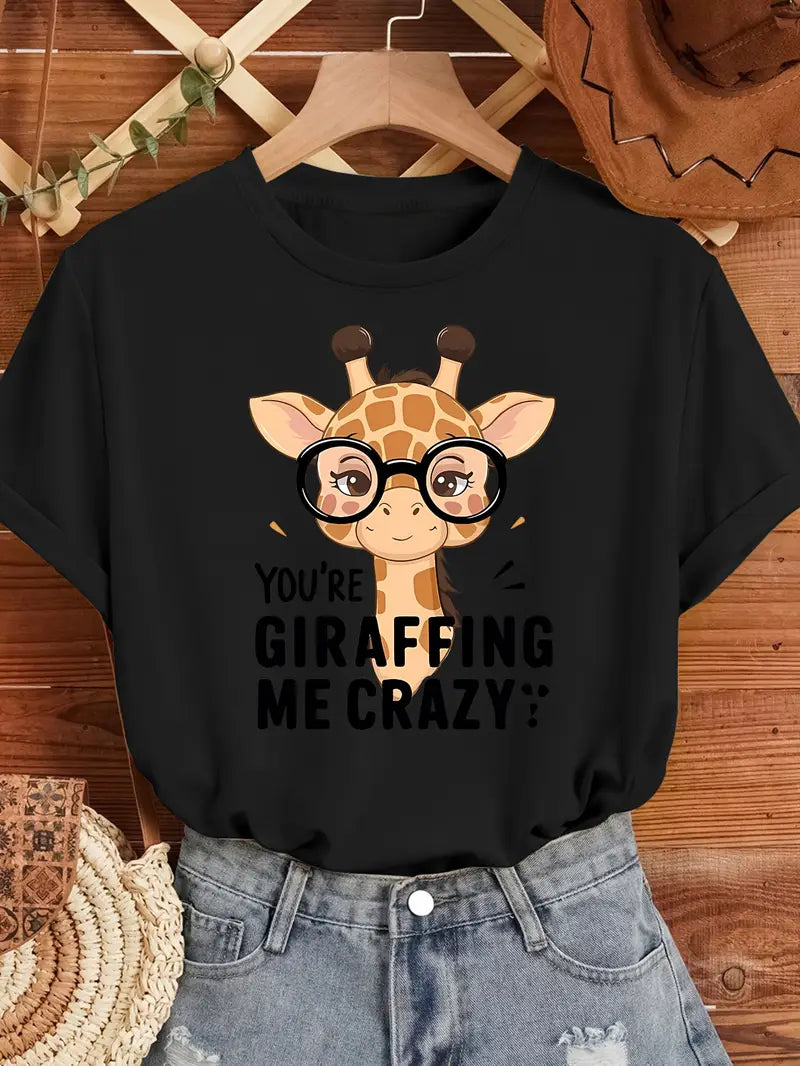 Women'S Cute Giraffe Graphic T-Shirt
