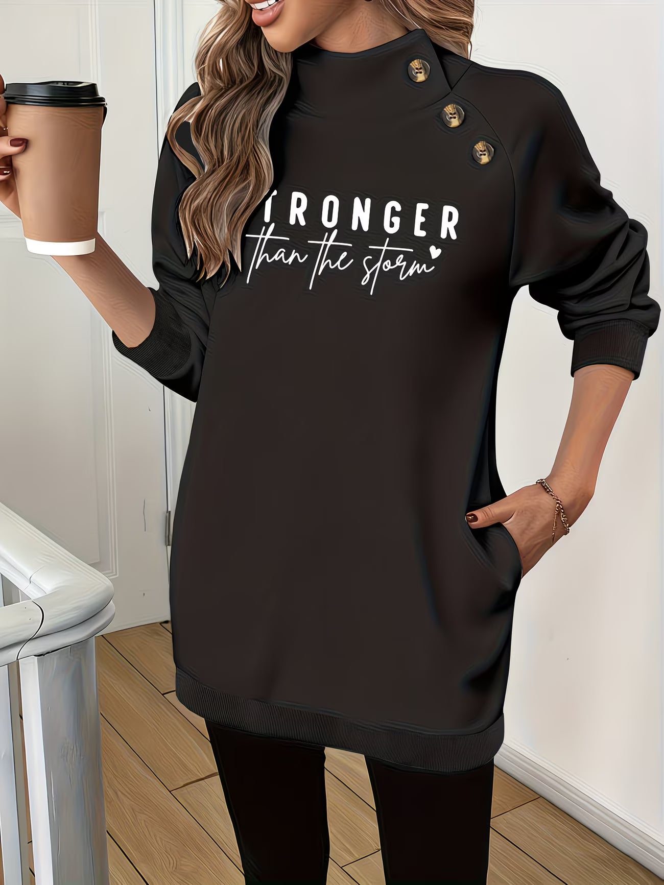 Fashionable High-Neck Sweatshirt