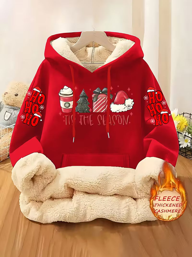 Women's Fleece-Lined Hooded Christmas Sweatshirt