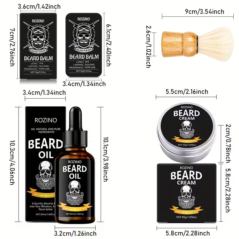4pcs ROZINO Men'S Beard Care Set