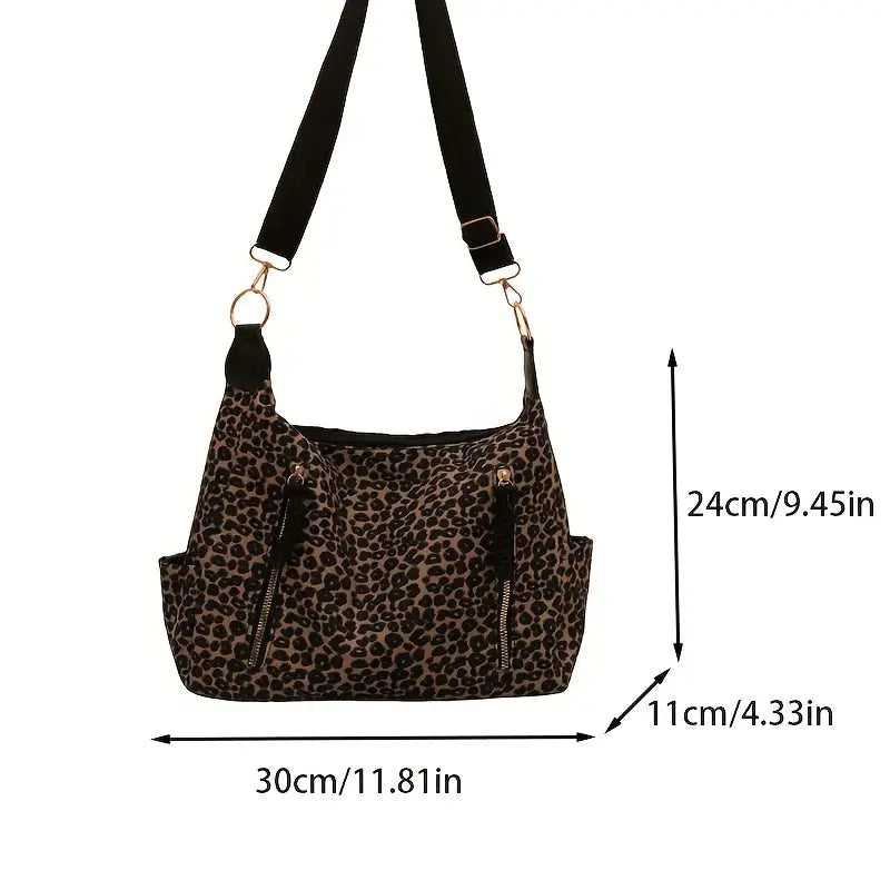 Stylish Leopard Print Shoulder Bag with Adjustable Strap