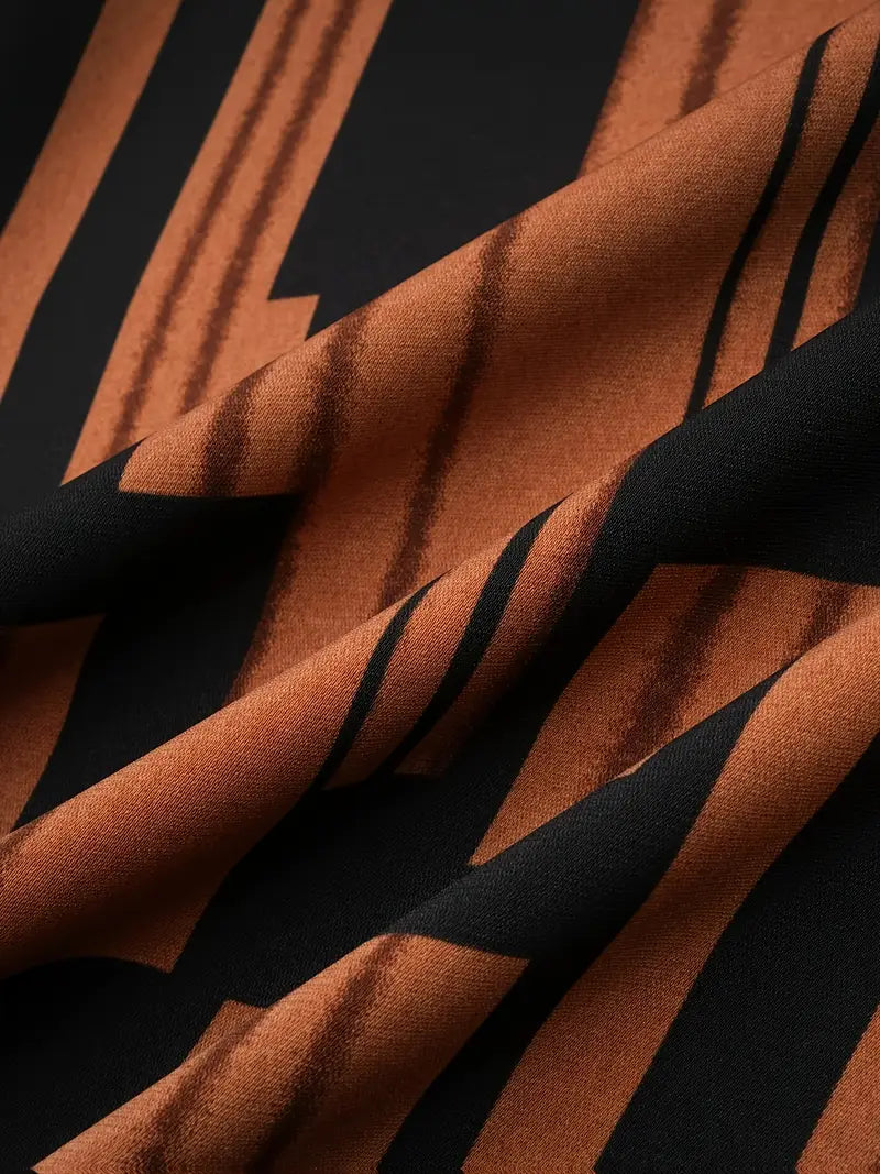 Plus Size Women'S Casual Printed Blouse with Side Slit