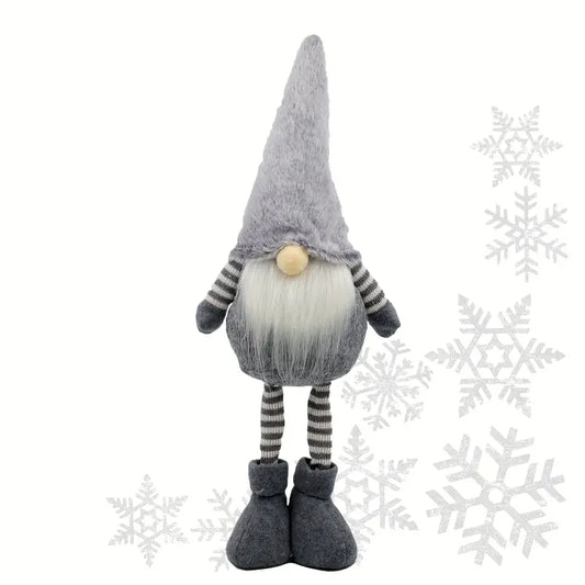 Large 49.99 cm Gray Hat Winter Gnome Statue-
