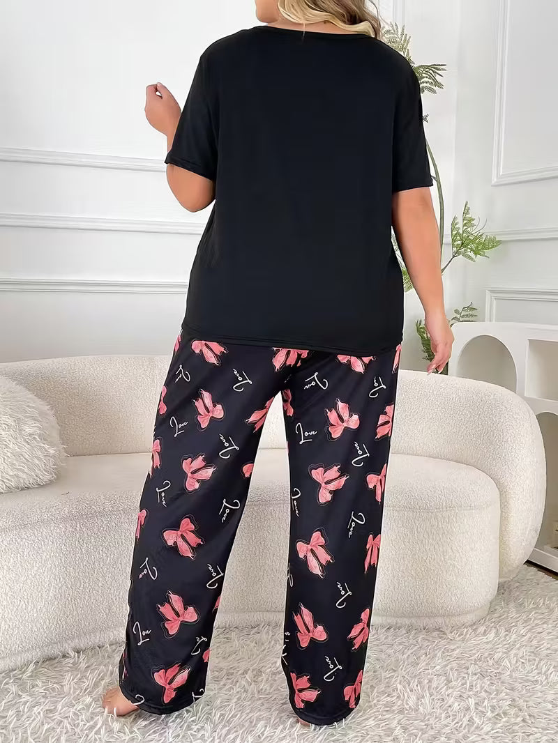 Plus Size Red Bow, Bedtime Attire, Loungewear Outfit