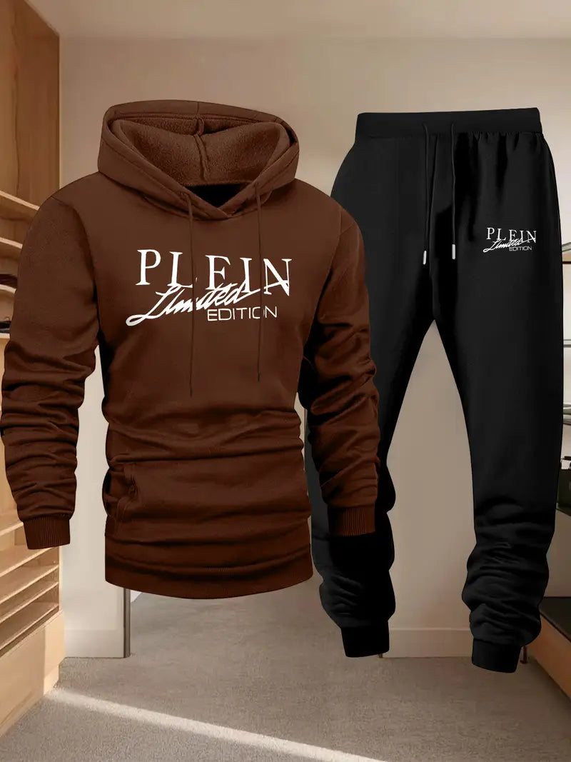 Men'S Long-Sleeve Hooded Sweatshirt Two-Piece Set