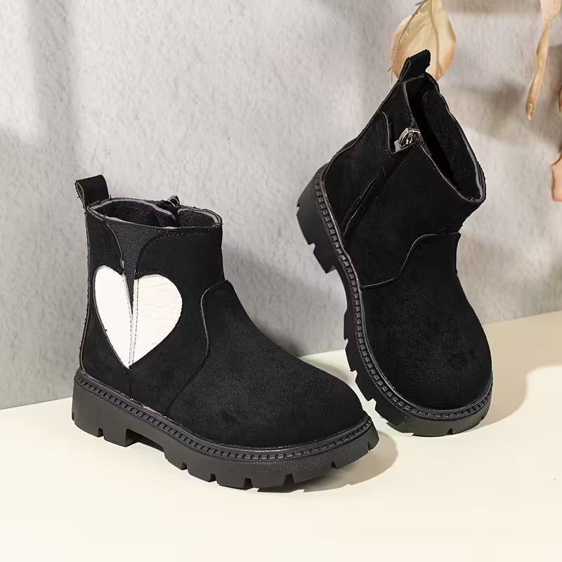 Girls & ' Plush Heart-Decorated -like Low-Top Winter Boots