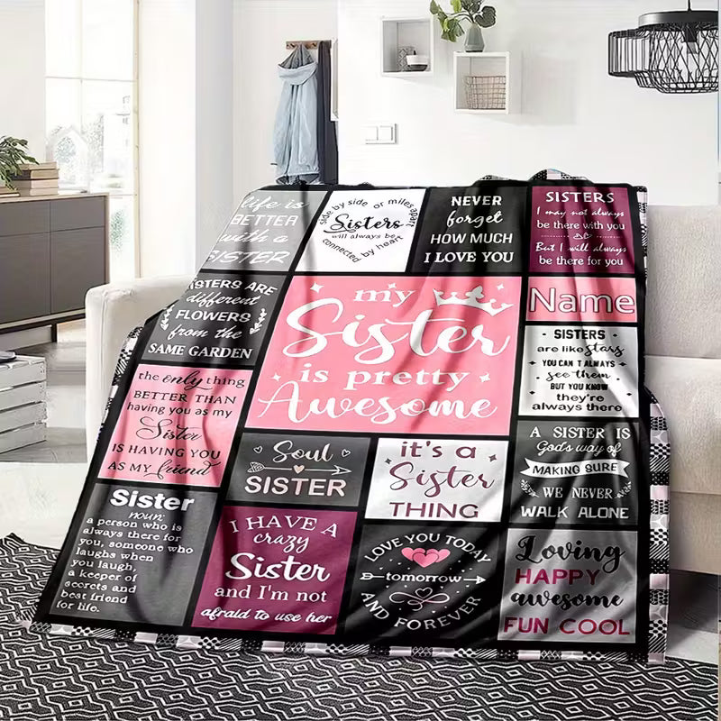"Life is Better with a Sister - Personalized Quote Blanket