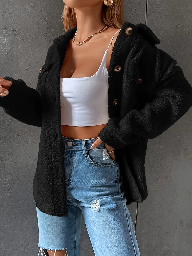 Plus Size - Women'S Plush Jacket with Pockets