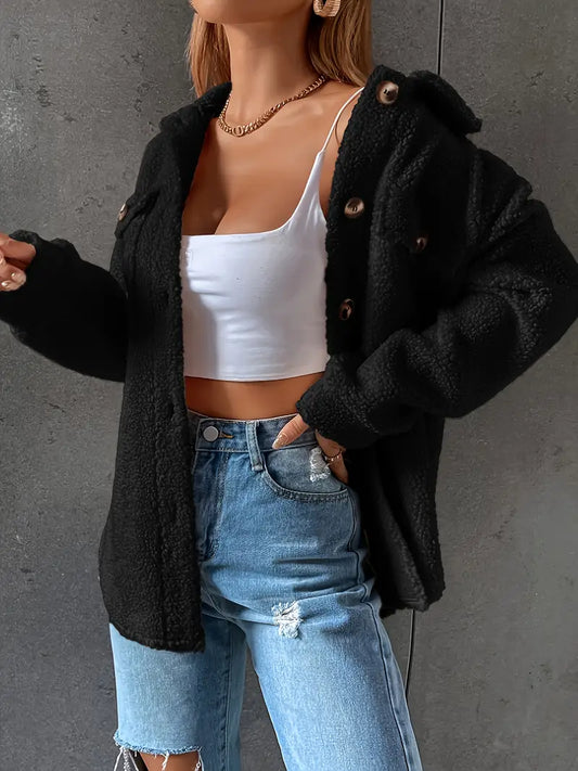 Plus Size - Women'S Plush Jacket with Pockets