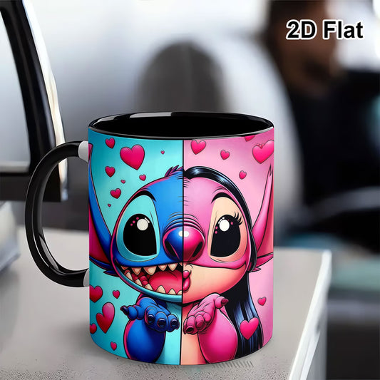 1pc Disney Inspired Stitch & Angel Love Heart Mug