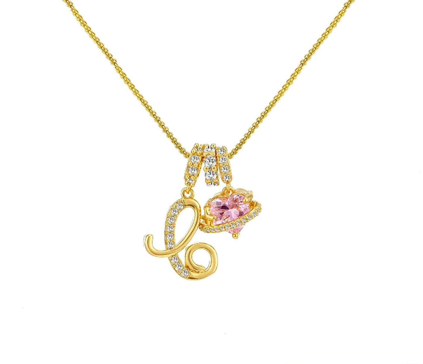 A-Z Alphabet Elegant Blue Heart Necklace with Zircons