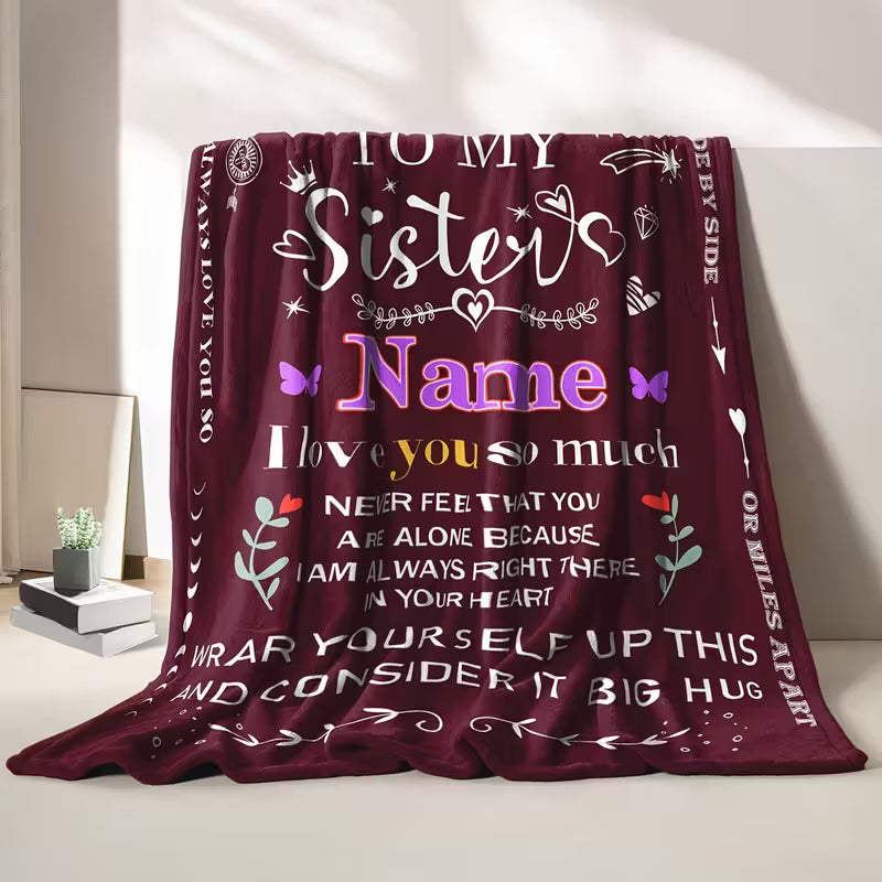 Sister's Name Personalized Flannel Blanket