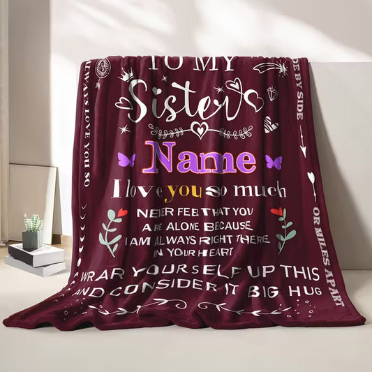 Sister's Name Personalized Flannel Blanket