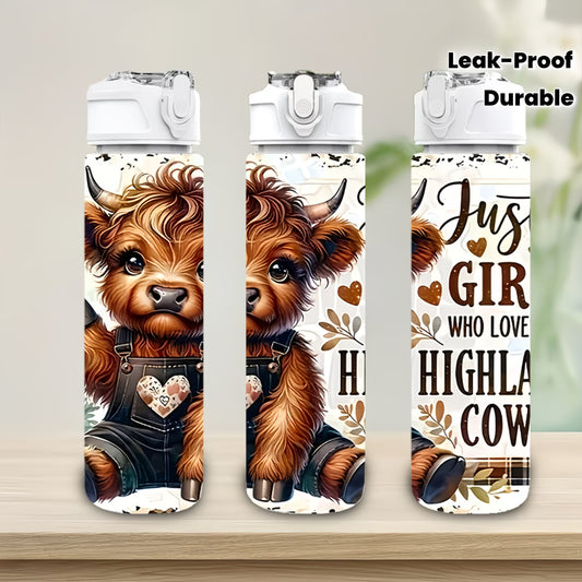 1pc Cute Calf, Highland Cow, "Just a Girl" Heart Pattern,