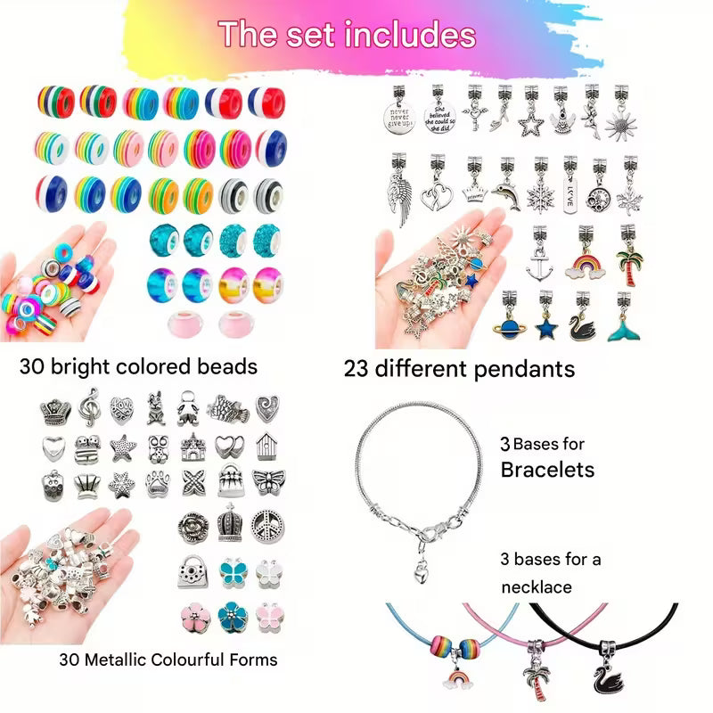 90pcs Charm & Pendant Bracelet Making Kit with Beads
