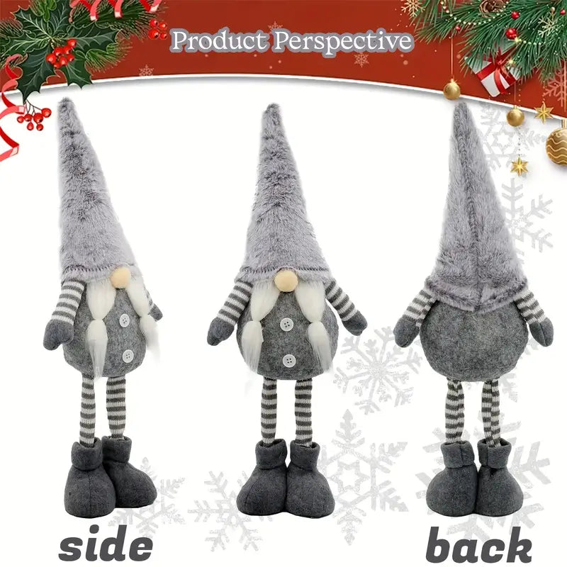 Large 49.99 cm Gray Hat Winter Gnome Statue-
