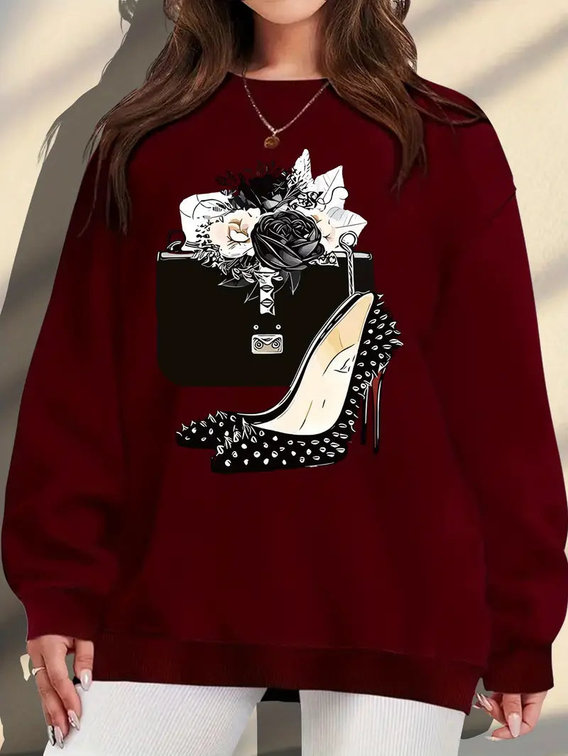 Women'S Plus Size Casual Crew Neck Sweatshirt