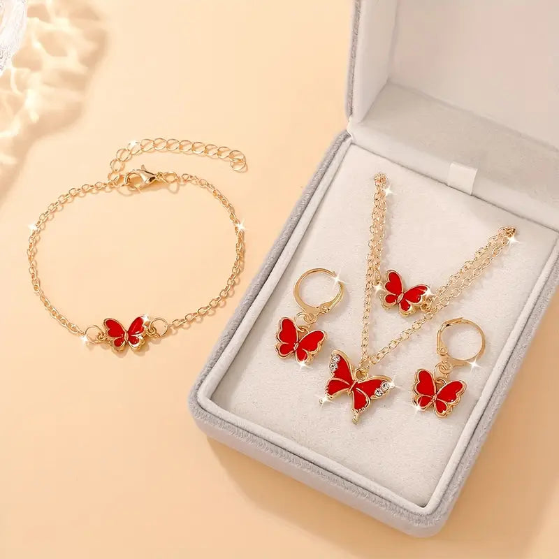 4pcs Boho Chic Butterfly Jewelry Set