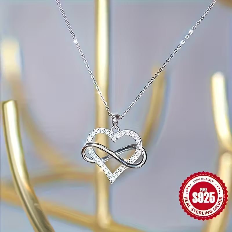 S925 Sterling Silvery Elegant Princess Square joyful Face Pendant Necklace