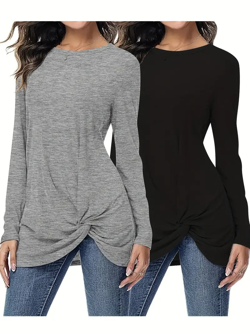 2pcs pcs Set Black and Gray Solid Color