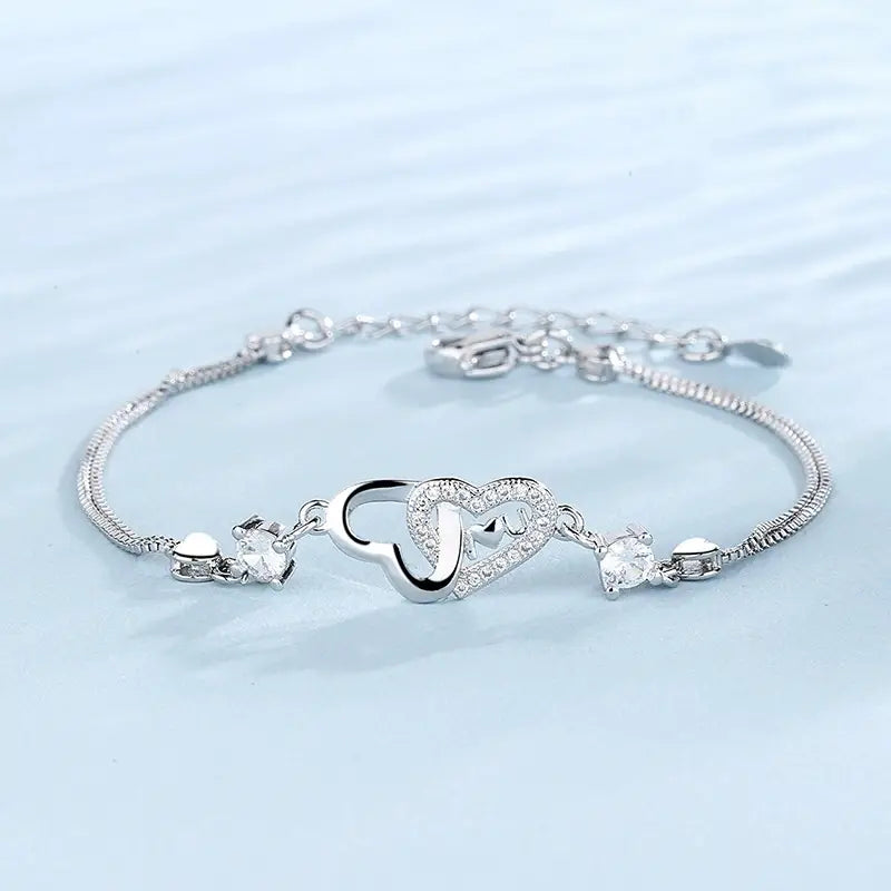 to My Daughter Adjustable Bracelets Forever Love Heart Charm Link Bracelets,