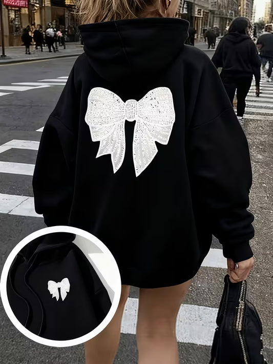 Women's Glittering Bow & Accent Hooded Sweater