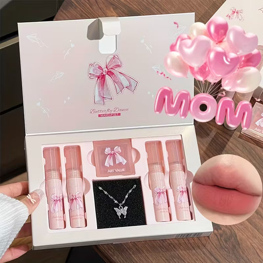 6pcs Butterfly Dance Lip Glaze Blush Set