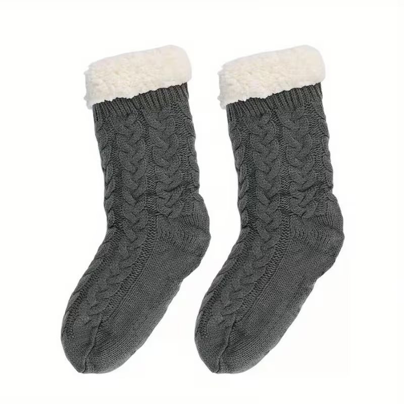 20cm Women's Thick Soft Warm Grip Slipper Socks